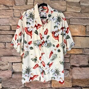 VTG IOLANI Men's XXL Hawaiian Aloha Tropical Short Sleeve Button Up Shirt